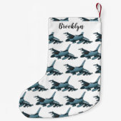 Military Fighter Jet Plane Cartoon Kleiner Weihnachtsstrumpf (Rückseite)