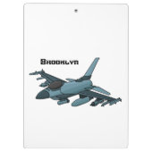 Military Fighter Jet Plane Cartoon Klemmbrett (Rückseite)