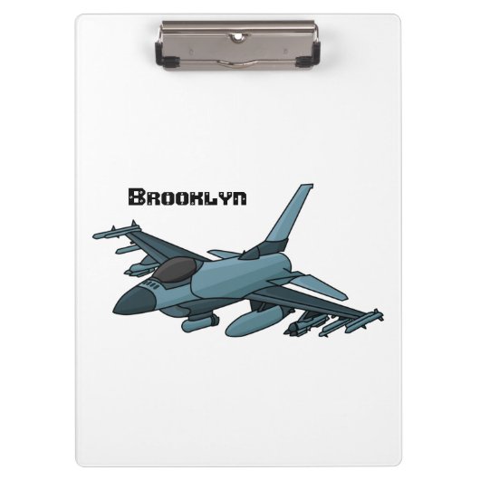 Military Fighter Jet Plane Cartoon Klemmbrett (Vorderseite)