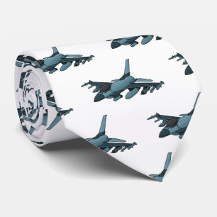 Military Fighter Jet Plane Cartoon Krawatte