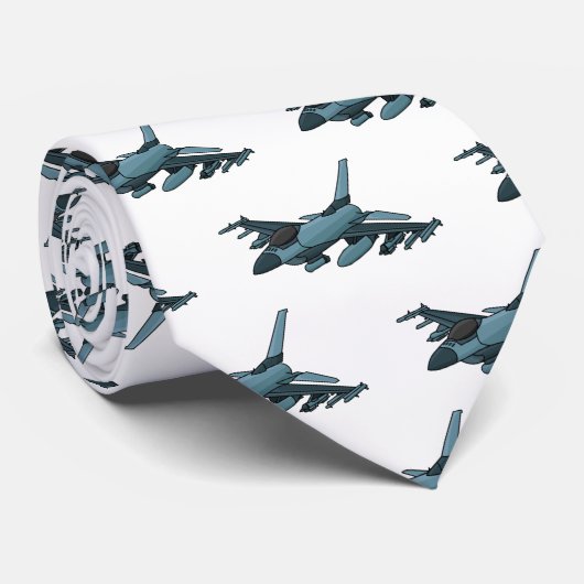 Military Fighter Jet Plane Cartoon Krawatte (Gerollt)