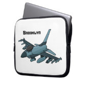 Military Fighter Jet Plane Cartoon Laptopschutzhülle (Vorderseite Links)