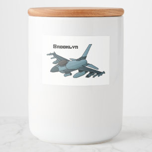Military Fighter Jet Plane Cartoon Lebensmitteletikett