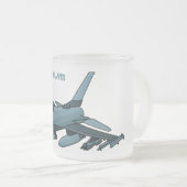 Military Fighter Jet Plane Cartoon Mattglastasse (VorderseiteRechts)