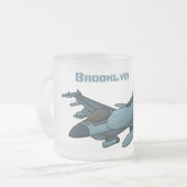 Military Fighter Jet Plane Cartoon Mattglastasse (Vorderseite Links)