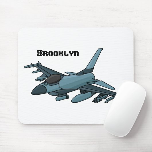Military Fighter Jet Plane Cartoon Mousepad (Mit Mouse)