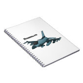 Military Fighter Jet Plane Cartoon Notizblock (Rechte Seite)