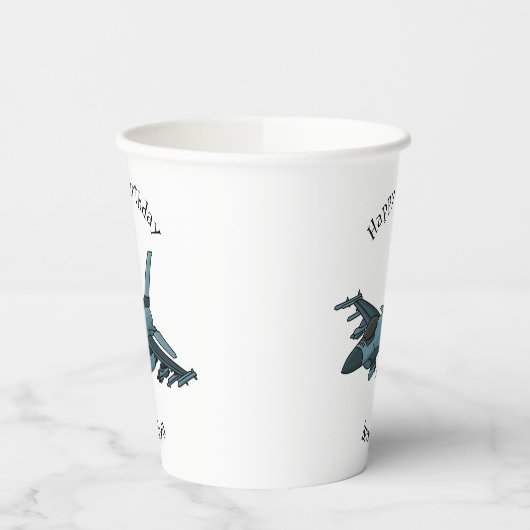 Military Fighter Jet Plane Cartoon Pappbecher (Links)