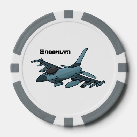 Military Fighter Jet Plane Cartoon Pokerchips (Vorderseite)