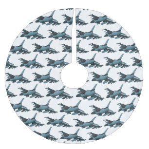 Military Fighter Jet Plane Cartoon Polyester Weihnachtsbaumdecke