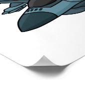 Military Fighter Jet Plane Cartoon Poster (Ecke)