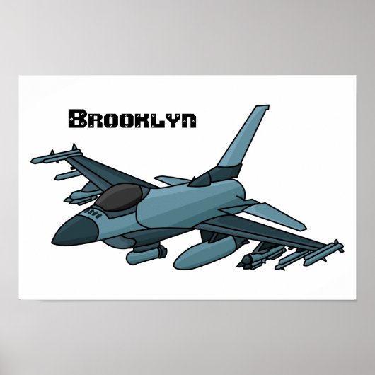 Military Fighter Jet Plane Cartoon Poster (Vorne)