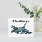 Military Fighter Jet Plane Cartoon Postkarte (Stehend Vorderseite)