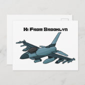 Military Fighter Jet Plane Cartoon Postkarte (Vorne/Hinten)