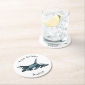 Military Fighter Jet Plane Cartoon Runder Pappuntersetzer (Vor Ort)