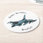 Military Fighter Jet Plane Cartoon Runder Pappuntersetzer (Angewinkelt)