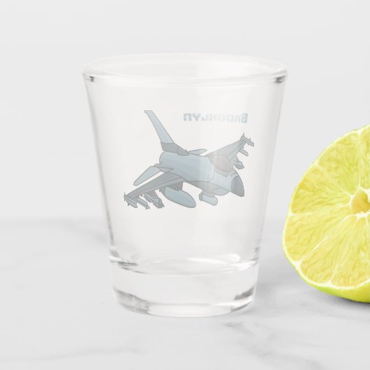Military Fighter Jet Plane Cartoon Schnapsglas (Rückseite)