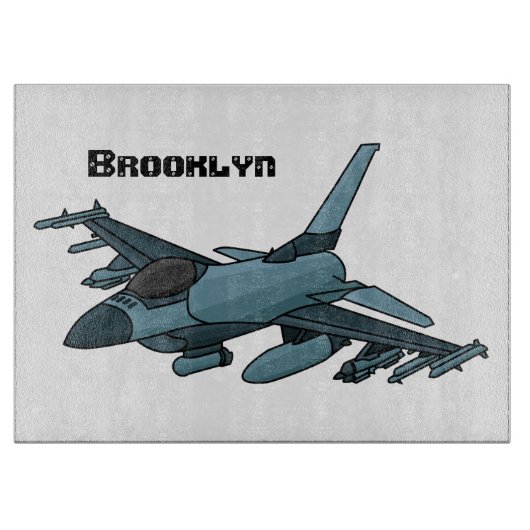 Military Fighter Jet Plane Cartoon Schneidebrett (Vorderseite)
