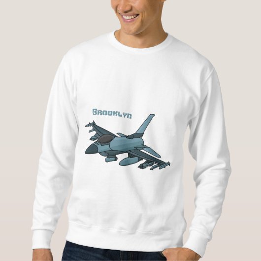 Military Fighter Jet Plane Cartoon Sweatshirt (Vorderseite)