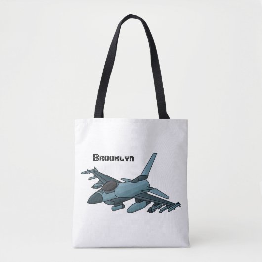 Military Fighter Jet Plane Cartoon Tasche (Vorderseite)