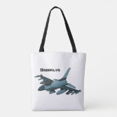 Military Fighter Jet Plane Cartoon Tasche (Rückseite)