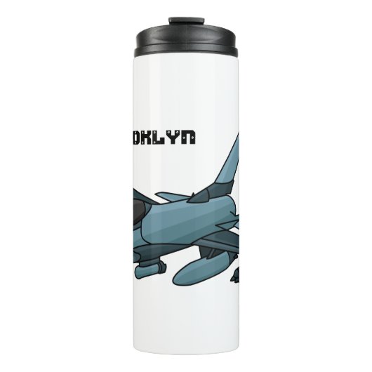 Military Fighter Jet Plane Cartoon Thermosbecher (Vorderseite)