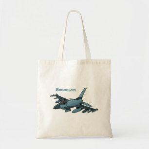 Military Fighter Jet Plane Cartoon Tragetasche