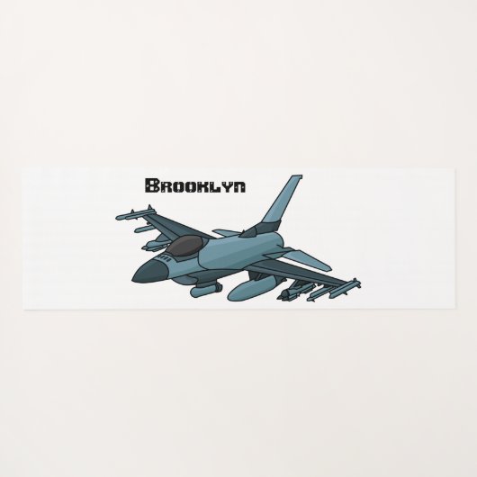 Military Fighter Jet Plane Cartoon Yogamatte (Rückseite (Horizontal))