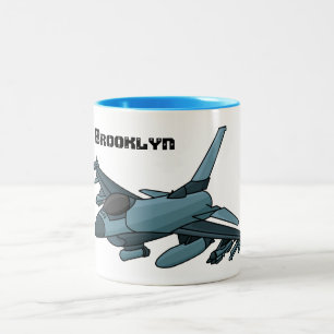 Military Fighter Jet Plane Cartoon Zweifarbige Tasse