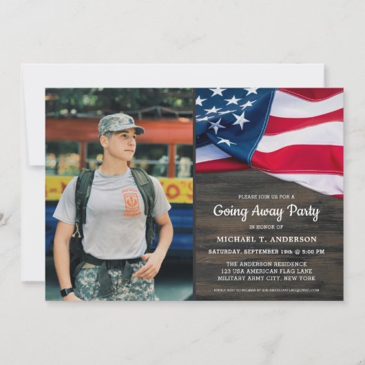 Military Goway Party Patriotic USA Flag Foto Einladung (Vorderseite)