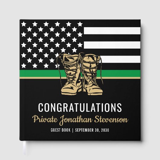 Military Graduation Thin Green Line Flag Army Gästebuch (Vorderseite)