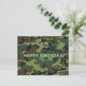 Military Green Camouflage Happy Birthday Postkarte (Stehend Vorderseite)
