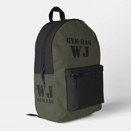 Military Green Gym Bag Custom Name Bedruckter Rucksack (Rückseitige Ecke links)
