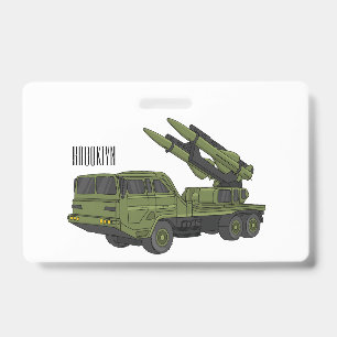 Military missile truck cartoon illustration  ausweis