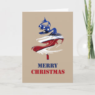 Military Patriotic American Merry Christmas Tree Feiertagskarte
