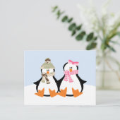 Military Penguin Couple Postkarte (Stehend Vorderseite)