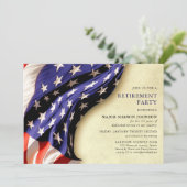 Military Red White and Blue Retirement Party Einladung (Stehend Vorderseite)