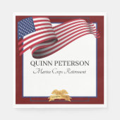 Military Retirement Flag Gold Crest Elegant Serviette (Vorderseite)