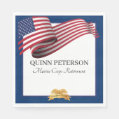 Military Retirement Flag Gold Crest Elegant Serviette (Vorderseite)