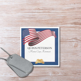 Military Retirement Flag Gold Crest Elegant Serviette