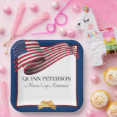 Military Retirement Flag Gold Crest Pappteller (Party)