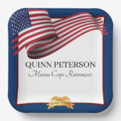 Military Retirement Flag Gold Crest Pappteller (Vorderseite)