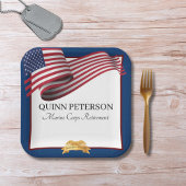 Military Retirement Flag Gold Crest Pappteller