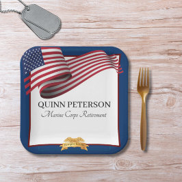 Military Retirement Flag Gold Crest Pappteller