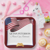 Military Retirement Flag Gold Crest Pappteller (Party)