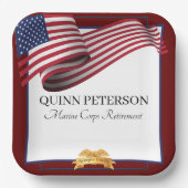 Military Retirement Flag Gold Crest Pappteller (Vorderseite)