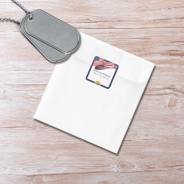 Military Retirement Flag Gold Crest Quadratischer Aufkleber