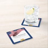 Military Retirement Flag Gold Crest Rechteckiger Pappuntersetzer (Vor Ort)