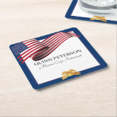 Military Retirement Flag Gold Crest Rechteckiger Pappuntersetzer (angewinkelt)