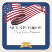 Military Retirement Flag Gold Crest Rechteckiger Pappuntersetzer (Vorderseite)